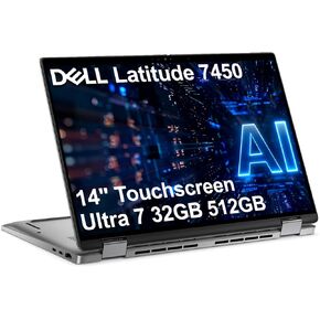 2025 Dell Latitude 7450 كمبيوتر محمول 2 في 1 للأعمال AI (شاشة لمس 14 بوصة FHD +، Intel 12-Core Ultra 7 165U vPro (> i7-1365U)، 32 جيجابايت DDR5، 1 تيرابايت SSD) 2x Thunderbolt 4، كاميرا ويب IR، Wi-Fi 7، WRT لمدة 3 سنوات، Win 11 Pro in Kuwait