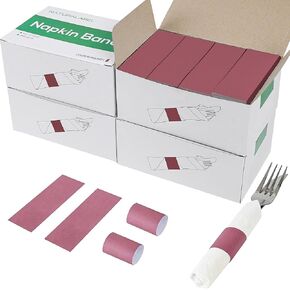 NATURALABEL Bulk Pack of 8,000, Self-Adhesive Napkin Bands for Small Business, Restaurants, Events - 4 Boxes, 2000 per Box (Burgundy) in Kuwait