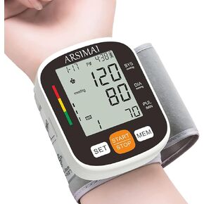 Automatic Wrist Blood Pressure Monitor: Adjustable Cuff + 2AAA Battery and Storage Case - Irregular Heartbeat Detector & 198 Readings Memory Function & Large LCD Screen in Saudi Arabia