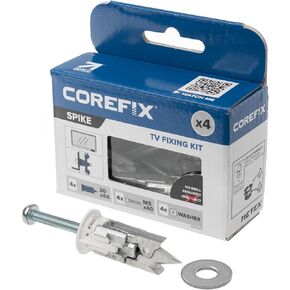 طقم تركيب التلفزيون Corefix Spike مكون من 4 قطع - مثبتات جدارية شديدة التحمل للتركيب على الحائط للتلفزيون ودعامة الحائط. سهل التركيب دون الحاجة إلى مثقاب، مناسب لجميع أنواع الحوائط الجافة in Kuwait