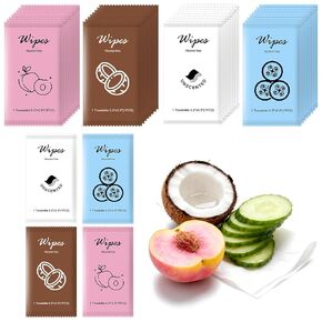 Individual Hand Wipes,Wet Wipes Individually Wrapped Bulk Cleansing Travel Size Wet Wipes for Wedding Travel Restaurant Barbecue(Cucumber, coconut, peach, and unscented,pack of 40) in Kuwait