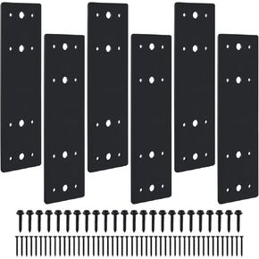 6pcs 10"x3" Straight Steel Flat Plates Metal Mending Plate Fixing Joining Bracket with Screws for Framing Pergolas, Repair House, Wood Furniture in Kuwait