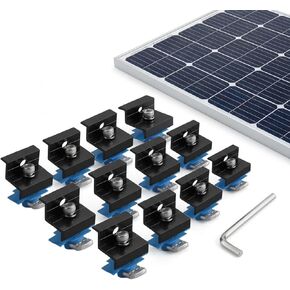 12 قطعة من مشابك نهاية الألواح الشمسية المصنوعة من الألومنيوم الأسود مقاس 30 مم/35 مم للتركيب القياسي، ودعامات التثبيت مع الأجهزة، للتركيب الشمسي على الأسطح المعدنية والقصدير والمسطحة والصفائحية in Kuwait