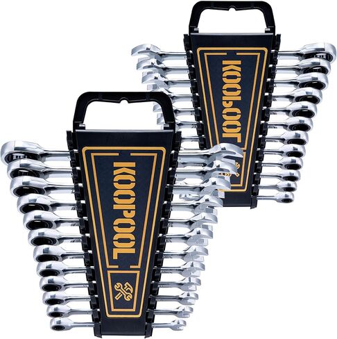 KOOPOOL Ratchet Wrenches Set, 22-Piece Combination Wrench Set, Metric & SAE, Anti-Slip Grip, CR-V Steel, 1/4" to 3/4" & 6mm to 18mm, Portable Oxford Pouch Organizer in Saudi Arabia