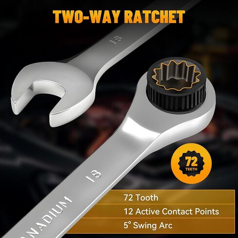 KOOPOOL Ratchet Wrenches Set, 22-Piece Combination Wrench Set, Metric & SAE, Anti-Slip Grip, CR-V Steel, 1/4" to 3/4" & 6mm to 18mm, Portable Oxford Pouch Organizer in Kuwait