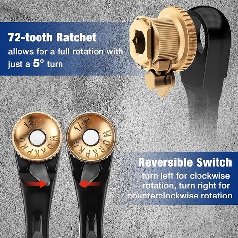 WORKPRO 34-Piece 1/4" Mini Ratchet Wrench Set, 72-Tooth, Right Angle Screwdriver Mens Gifts, 90 Degree Offset Ratcheting Screwdriver Mini Low Profile Ratchet Wrench Bit Socket Set for Tight Space in Saudi Arabia