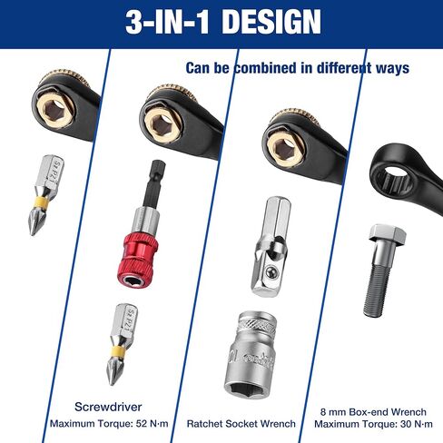 WORKPRO 34-Piece 1/4" Mini Ratchet Wrench Set, 72-Tooth, Right Angle Screwdriver Mens Gifts, 90 Degree Offset Ratcheting Screwdriver Mini Low Profile Ratchet Wrench Bit Socket Set for Tight Space in Saudi Arabia