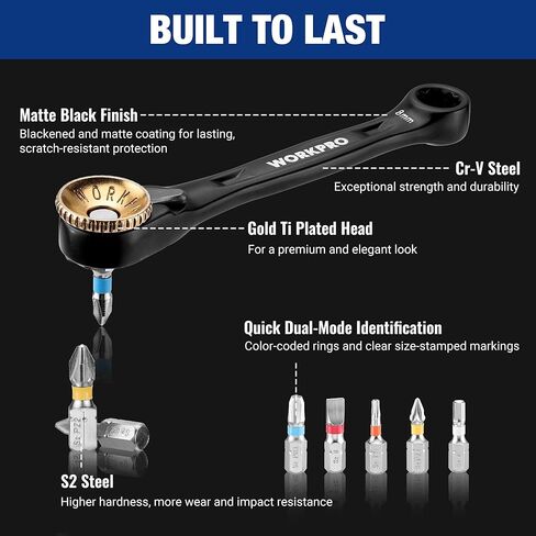 WORKPRO 34-Piece 1/4" Mini Ratchet Wrench Set, 72-Tooth, Right Angle Screwdriver Mens Gifts, 90 Degree Offset Ratcheting Screwdriver Mini Low Profile Ratchet Wrench Bit Socket Set for Tight Space in Saudi Arabia