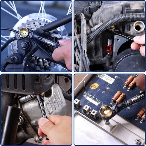 WORKPRO 34-Piece 1/4" Mini Ratchet Wrench Set, 72-Tooth, Right Angle Screwdriver Mens Gifts, 90 Degree Offset Ratcheting Screwdriver Mini Low Profile Ratchet Wrench Bit Socket Set for Tight Space in Saudi Arabia