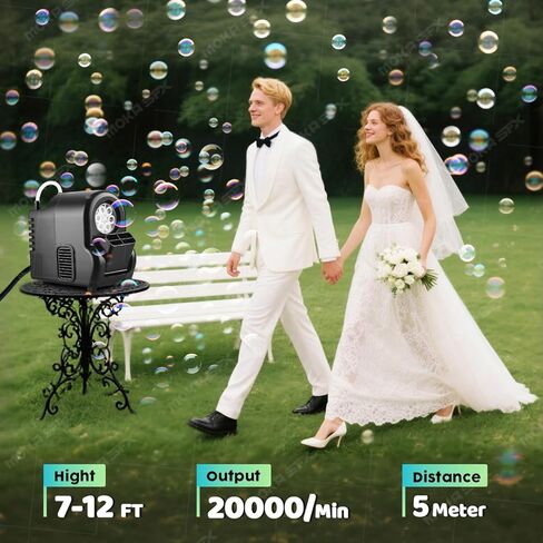 آلة فقاعات موكا الذكية الموفرة للوقود مع جهاز تحكم عن بعد وخيار البطارية - نطاق فقاعات 5 متر، تشغيل مستمر لحفلات الهالوين وعطلات عيد الميلاد (فقاعة) in Kuwait