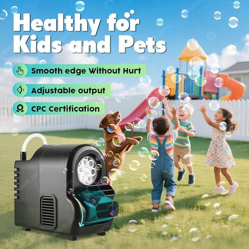 آلة فقاعات موكا الذكية الموفرة للوقود مع جهاز تحكم عن بعد وخيار البطارية - نطاق فقاعات 5 متر، تشغيل مستمر لحفلات الهالوين وعطلات عيد الميلاد (فقاعة) in Kuwait