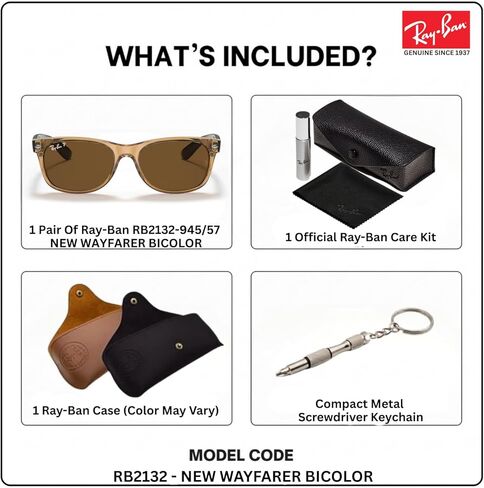 Ray-Ban RB2132 New Wayfarer Bicolor Square Square Shope مع حزمة طقم نظارات رسمية in Saudi Arabia