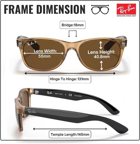 Ray-Ban RB2132 New Wayfarer Bicolor Square Square Shope مع حزمة طقم نظارات رسمية in Saudi Arabia