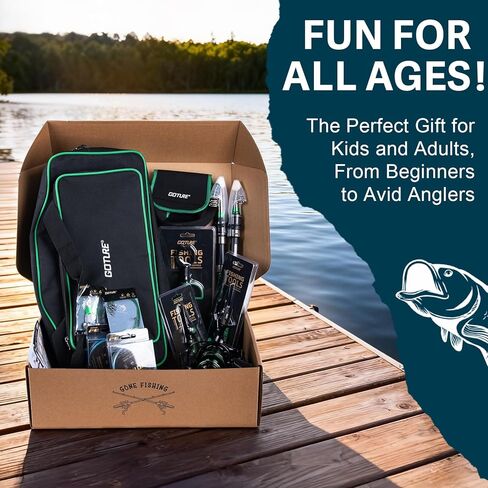 Goture Fishing Rod and Reel Combos-2PCS Telescopic Fishing Pole+2PCS Pre-Loaded Spinning Reels with Carrier Bag,1.8M-2.7M Telescopic Rod Reel Kit for Starter Travel Saltwater Freshwater,Gifts for Men in Saudi Arabia