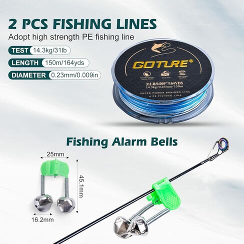 Goture Fishing Rod and Reel Combos-2PCS Telescopic Fishing Pole+2PCS Pre-Loaded Spinning Reels with Carrier Bag,1.8M-2.7M Telescopic Rod Reel Kit for Starter Travel Saltwater Freshwater,Gifts for Men in Saudi Arabia