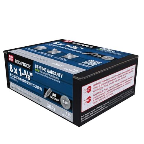 Grip-Rite DeckForce Exterior Composite Deck Screws for PVC and Composite Deck Projects - Nano Coated Screws - T-17 Saw Tip - Grey - #8 x 1-5/8" - 1 Lb Box - GRDFCS158HAG1 in Saudi Arabia