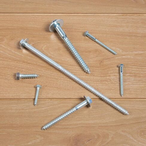 5/8" x 8" Lag Bolts (12 PCS) 5/8 inch Lag Screws for Wood, Heavy Duty Hex Head with Washers, Zinc Plated in Kuwait