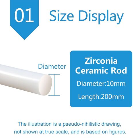 Zirconia Ceramic Rods Heat Resistant 1300°C White 200mm Length Multiple Diameters(Diameter:10mm) in Kuwait