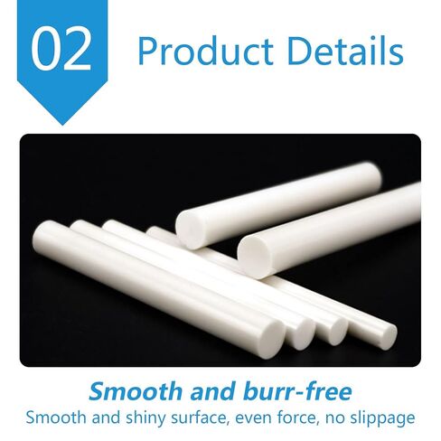 Zirconia Ceramic Rods Heat Resistant 1300°C White 200mm Length Multiple Diameters(Diameter:10mm) in Kuwait
