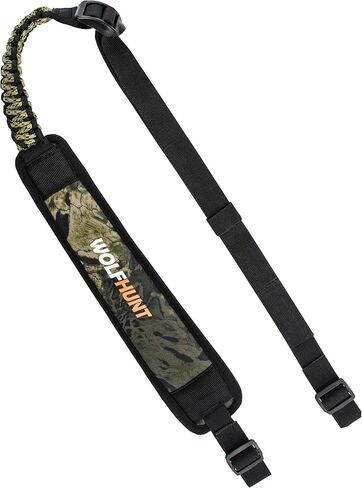 WOLFHUNT حبال بندقية ذات نقطتين مع دوارات، حبال بندقية شبه باراكورد مع خطاف معدني، حزام كتف قابل للتعديل للصيد في الهواء الطلق، أخضر مموه in Kuwait