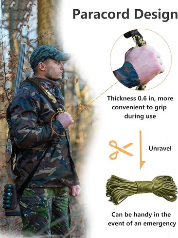 WOLFHUNT حبال بندقية ذات نقطتين مع دوارات، حبال بندقية شبه باراكورد مع خطاف معدني، حزام كتف قابل للتعديل للصيد في الهواء الطلق، أخضر مموه in Kuwait