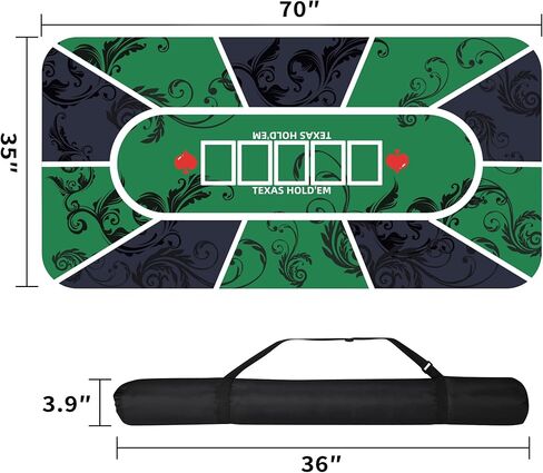 70 x 35 Inch Poker Mat Texas Hold’em Table Top for 6–8 Players, Non-Slip Rubber Poker Layout with Carrying Bag for Poker Night Blackjack Casino Games in Saudi Arabia