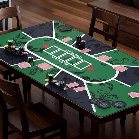 70 x 35 Inch Poker Mat Texas Hold’em Table Top for 6–8 Players, Non-Slip Rubber Poker Layout with Carrying Bag for Poker Night Blackjack Casino Games in Saudi Arabia