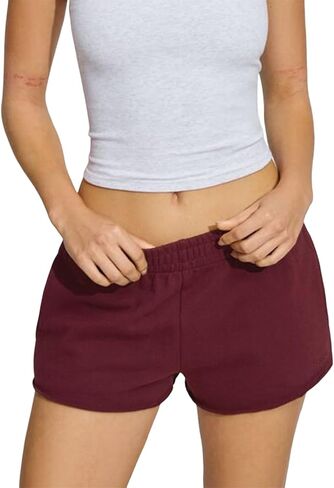 شورت نسائي منخفض الارتفاع للعرق Y2K شورت صيفي لطيف بخصر مطاطي قصير غير رسمي عصري رياضي SweatShorts in Saudi Arabia