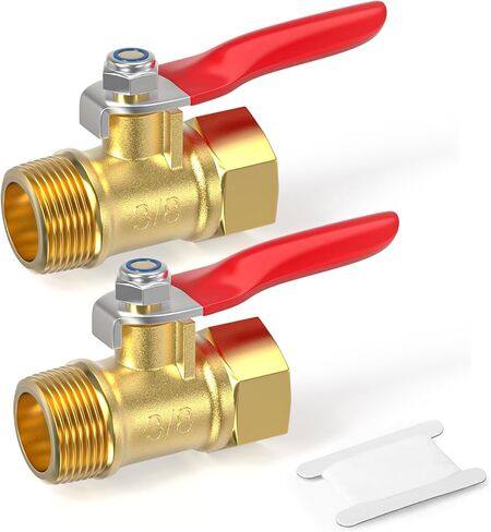 2PCS Heavy Duty Brass Mini Ball Valve, 3/8" NPT Male x Female Shut Off Switch, for Air Compressor Thread Pipe Fitting in Kuwait