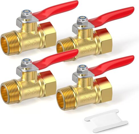2PCS Heavy Duty Brass Mini Ball Valve, 3/8" NPT Male x Female Shut Off Switch, for Air Compressor Thread Pipe Fitting in Kuwait