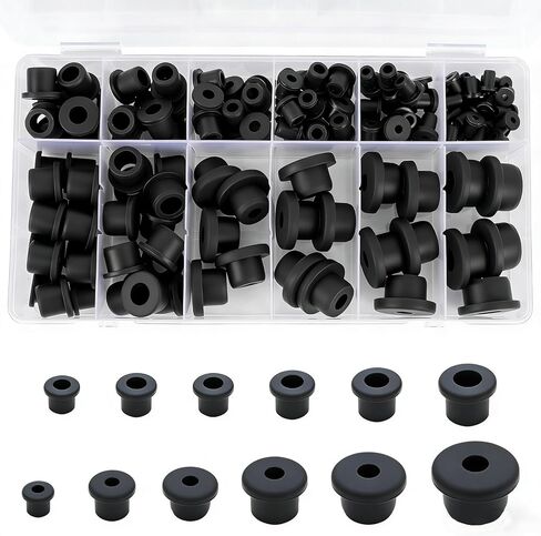 145 Pcs T-Type Rubber Grommet Kit, 12 Sizes (3/16"–49/64") Silicone Hole Plugs for Wiring — Waterproof Wire Grommets for Automotive Firewall, Cable Protection & Irrigation Drain Holes in Kuwait