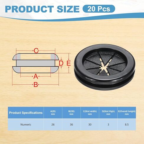 PATIKIL Rubber Grommet 1", 20 Pcs Round Rubber Hole Plugs Firewall Plug Grommet Wire Cable Protection for Wiring Metal Electric Box, Black in Saudi Arabia