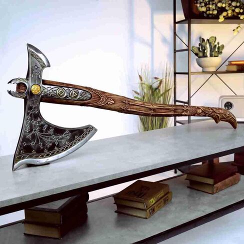 نسخة طبق الأصل معدنية من AncientSmithy Kratos Leviathan Ax مع رونية متوهجة في الظلام، فأس كراتو حقيقي مع شفرة فولاذية صلبة عالية الكربون in Kuwait