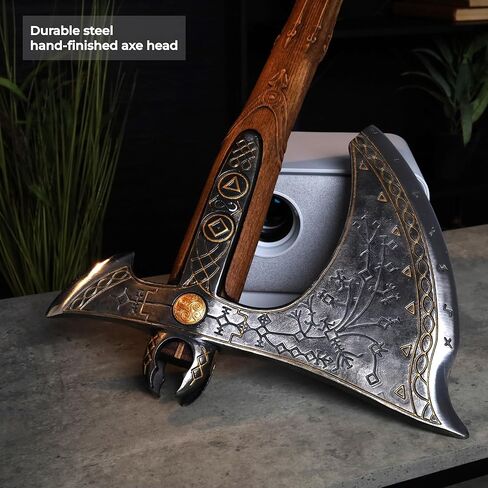 نسخة طبق الأصل معدنية من AncientSmithy Kratos Leviathan Ax مع رونية متوهجة في الظلام، فأس كراتو حقيقي مع شفرة فولاذية صلبة عالية الكربون in Kuwait