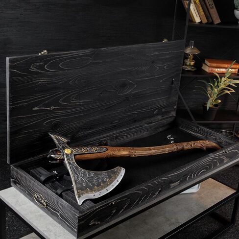 نسخة طبق الأصل معدنية من AncientSmithy Kratos Leviathan Ax مع رونية متوهجة في الظلام، فأس كراتو حقيقي مع شفرة فولاذية صلبة عالية الكربون in Kuwait