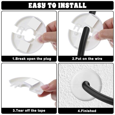 Thinp 4 Pcs Wall Grommets for Cables, Wall Cable Pass Through Anti-Slip Cords Hole Covers Starlink Cable Routing Kit Feed-Through for Walls Holes and Furnitures Wire Hole (White, Large) in Saudi Arabia