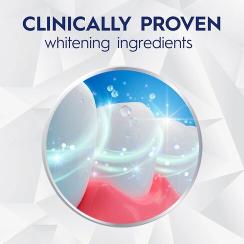 معجون أسنان كريست 3D وايت بريليانس بلاست لتبييض الأسنان، 4.6 أونصة، معجون أسنان مضاد للتجويف بالفلورايد، إزالة البقع السطحية بنسبة 100%، منع البقع بشكل نشط لمدة 24 ساعة in Kuwait