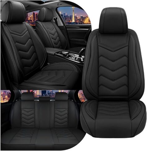 أغطية مقعد السيارة ل Chevy Silverado 1500 2000-2025 ، غطاء مقعد رياضي أنيقة ، غطاء مقعد سيارة Nappa Premium Nappa. أغطية مقعد السيارات مجموعات (فاخرة 5 مقاعد/أسود) in Kuwait