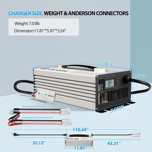 58.4V 20A LIFEPO4 Lithium Battery Battery Charger LifePo4 Charger 48V 20A Charger Battery Charger Lithium Lron Phosphate Charger مع LCD و LED لبطارية Golf Cart Battery Off-Grid Solar in Saudi Arabia