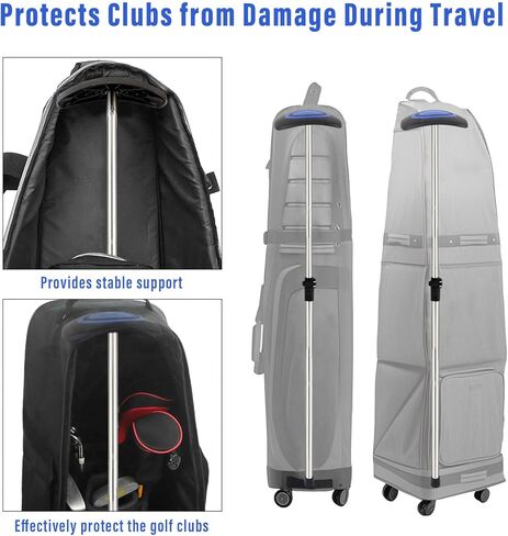 عمود دعم حقيبة سفر الجولف، 33 بوصة - 60 بوصة، قضيب دعم حقيبة سفر الجولف تلسكوبي قابل للتعديل، واقي نادي الذراع الصلب من الفولاذ المقاوم للصدأ (غطاء أزرق) in Kuwait