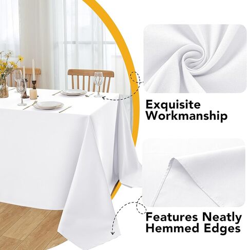 10-Pack White Tablecloths for Rectangle Tables, 60 x 102 Inches, Stain-Resistant Polyester Fabric for 6 Foot Tables - Washable Table Covers for Weddings, Banquets, Birthday, Parties, Events in Saudi Arabia