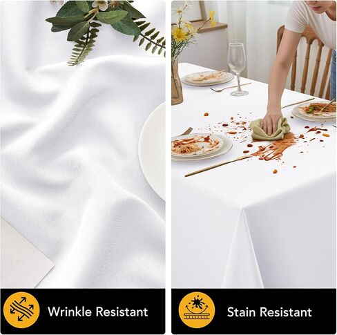 10-Pack White Tablecloths for Rectangle Tables, 60 x 102 Inches, Stain-Resistant Polyester Fabric for 6 Foot Tables - Washable Table Covers for Weddings, Banquets, Birthday, Parties, Events in Saudi Arabia