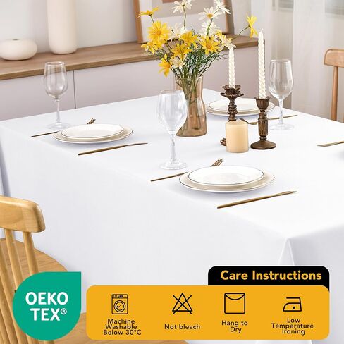 10-Pack White Tablecloths for Rectangle Tables, 60 x 102 Inches, Stain-Resistant Polyester Fabric for 6 Foot Tables - Washable Table Covers for Weddings, Banquets, Birthday, Parties, Events in Saudi Arabia