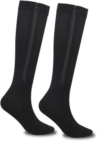 Zipper Compression Socks 15-20mmHg Closed Toe Compression Stocking with Zipper Swelling Edema for Women and Men in Saudi Arabia