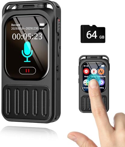 AI Voice Recorder, Vormooi 2" Touchscreen Digital Recorder with Real-time Transcribe Summarize, 100Hrs Recording Device with Noise Reduction, Password for Meetings Interviews Lectures in Kuwait