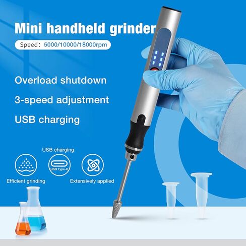 جهاز تجانس صغير محمول، مطحنة مناديل مختبرية محمولة، سعة 2 مل وعمر بطارية 1 ساعة، 5000/10000/18000 دورة في الدقيقة، 3 سرعات قابلة للتعديل، رأس من الفولاذ المقاوم للصدأ، لتجربة الصناعة/المختبر in Kuwait