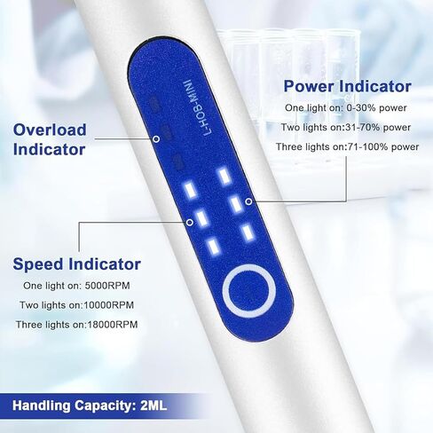 مطحنة مناديل محمولة، جهاز تجانس صغير محمول، سعة التعامل 2 مل و3 مستويات للسرعة 5000/10000/18000 دورة في الدقيقة، قابلة لإعادة الشحن وعمر بطارية 1 ساعة، لأنسجة الحيوانات/النباتات والعينات والأغذية in Kuwait