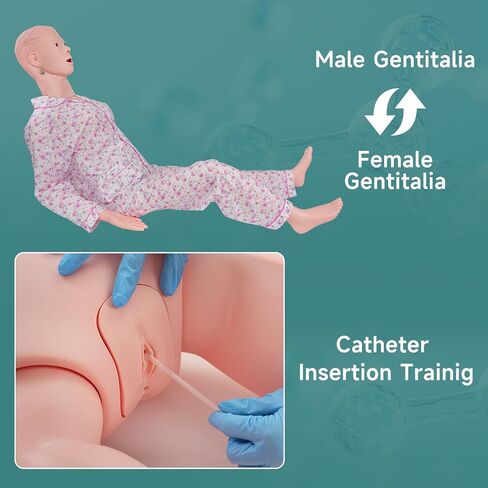 Medical Training Manikin, Full Body Patient Care and Nursing Skills Practice Mannequin Model, Multifunctional Male-Female Nurse Training Dummy for Medical Education in Saudi Arabia