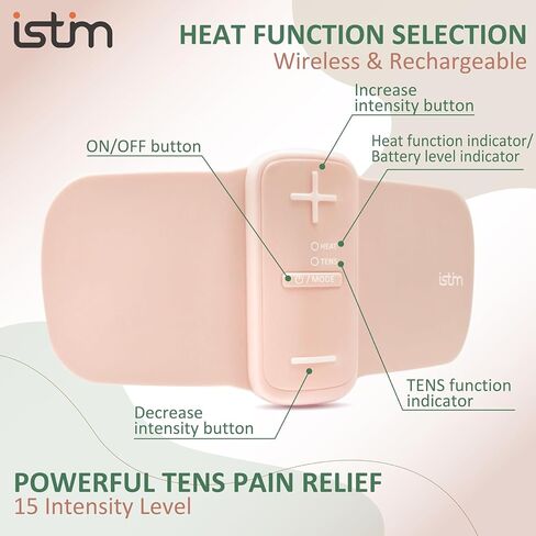 iStim S1 Wireless TENS Unit for Menstrual Relief – Period Pain Relief Device for Period Cramps and Back Pain, TENS Machine with Heat, Rechargeable Drug-Free TENS Massager with Japanese Gel Pads in Kuwait