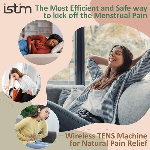 iStim S1 Wireless TENS Unit for Menstrual Relief – Period Pain Relief Device for Period Cramps and Back Pain, TENS Machine with Heat, Rechargeable Drug-Free TENS Massager with Japanese Gel Pads in Kuwait